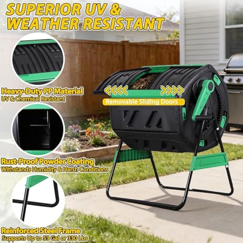53-Gallon Two-Section Rotating - огляд і ціна Compost Bin
